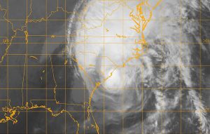 Hurricane Matthew makes landfall near McClellanville, S.C. Image via U.S. Navy.