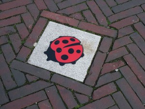 The ladybug street tile is a symbol against "senseless violence" in The Netherlands and is often placed on the sites of deadly crimes, according to Wikipedia.