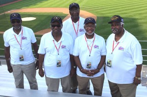Earlier this summer, members of the 1955 Cannon Street All-Star team were honored at the Little League World Series in Williamsport, Pa.  Pictured, l-r: Team historian Agustus Holt, John Bailey, David Middleton, John Rivers and Allen Jackson. Photo provided.