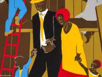 From a work by Jacob Lawrence, now on display at the Gibbes Museum.