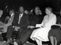 Rev. Joseph A. De Laine Sr., center, sits next to Eleanor Roosevelt (in white) at a New York civil rights rally in 1955.  Photo from the  University