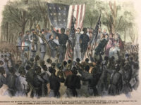 Pictured above is a hand-colored 1863 image (Frank Leslie's illustrated newspaper) of the Emancipation Day celebration on Jan. 1, 1863, under a grove of oaks outside Camp Saxton along the Beaufort River.  Columbia filmmaker and Charleston native Bud Ferillo, who provided the engraved image, tells us that celebration of the first Emancipation Day was the largest in the South of freedmen when sine 3,000 people attended.  Today, the location is home to Naval Hospital Beaufort.